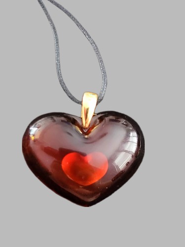 Lalique red crystal heart - red,